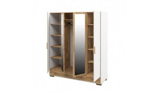 Шкаф четырехдверный с зеркалом Сканди